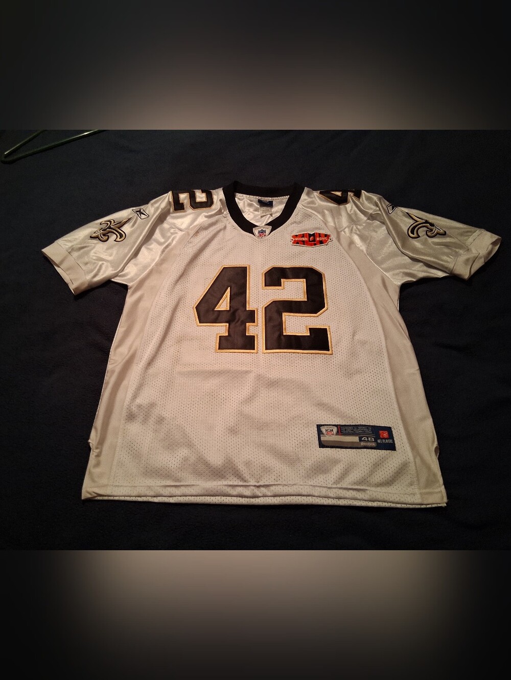 Reebok New Orleans Saints Darren Sharper #42 Super Bowl XLIV jersey. Size LARGE